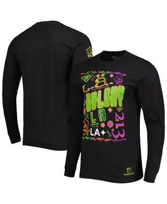 Men's Mitchell & Ness Black La Galaxy Papel Picado Long Sleeve T-shirt