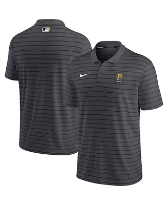 Men's Nike Anthracite Pittsburgh Pirates Authentic Collection Striped Performance Pique Polo Shirt