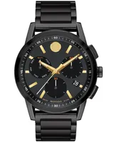 Movado Men's Museum Sport Swiss Quartz Chronograph Black Pvd Watch 43mm