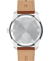 Movado Men's Bold Verso Swiss Quartz Cognac Leather Strap Watch 42mm