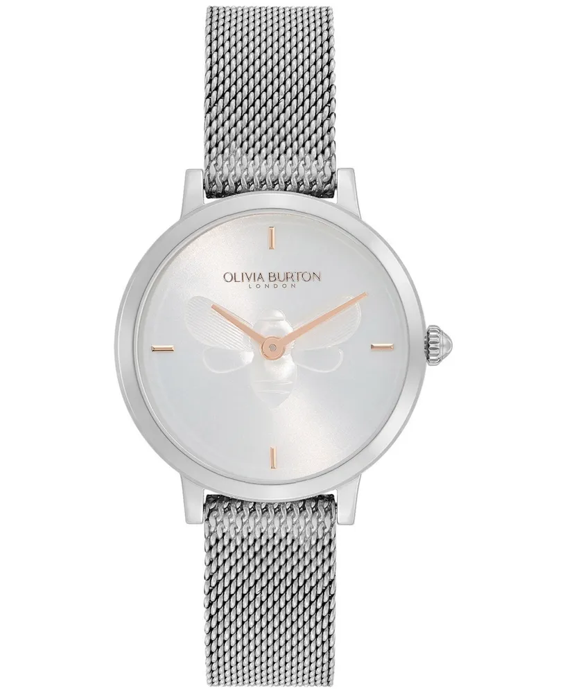 Olivia Burton Women's Ultra Slim Bee Silver-Tone Stainless Steel Watch 28mm