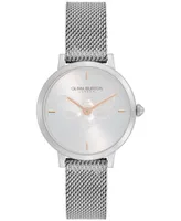 Olivia Burton Women's Ultra Slim Bee Silver-Tone Stainless Steel Watch 28mm