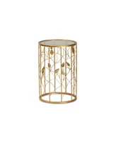 Baxton Studio Anaya Modern and Contemporary Glam 23.6" Brushed Finished Metal and Glass Leaf Accent End Table - Gold