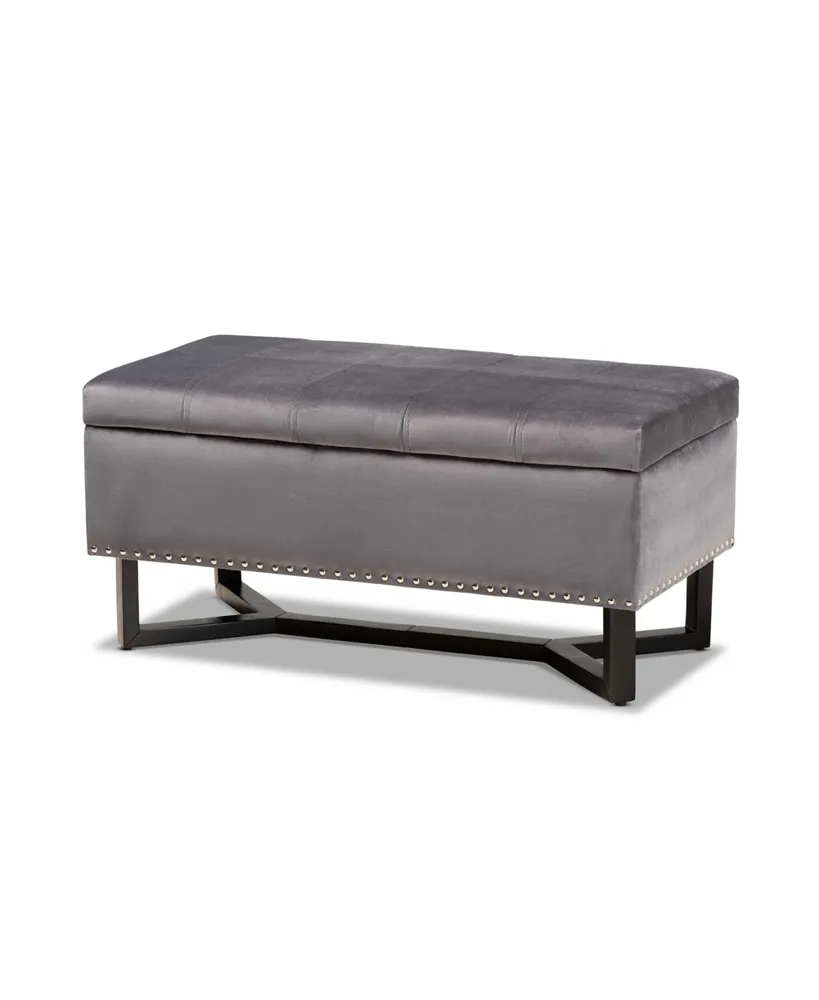 Baxton Studio Esther Modern and Contemporary Velvet Fabric Upholstered and Finished Wood Storage Ottoman