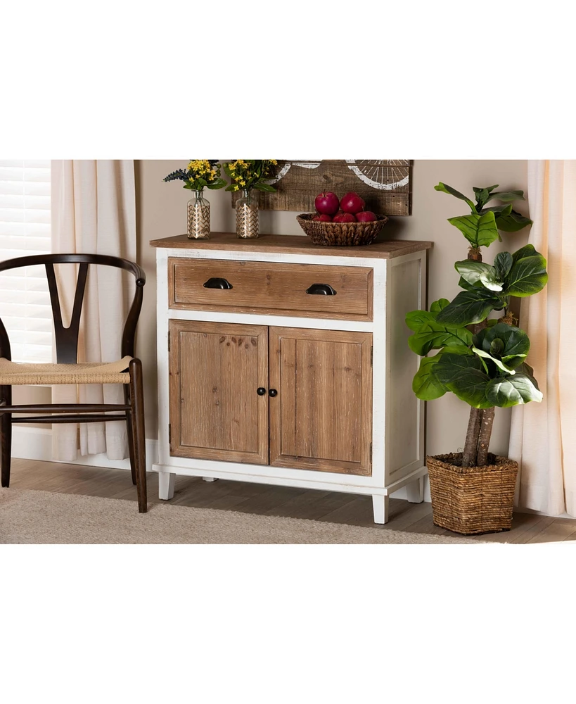 Baxton Studio Glynn Rustic Farmhouse Weathered 31.9" Two-Tone and Finished Wood 2-Door Storage Cabinet
