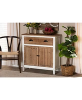 Baxton Studio Glynn Rustic Farmhouse Weathered 31.9" Two-Tone and Finished Wood 2-Door Storage Cabinet