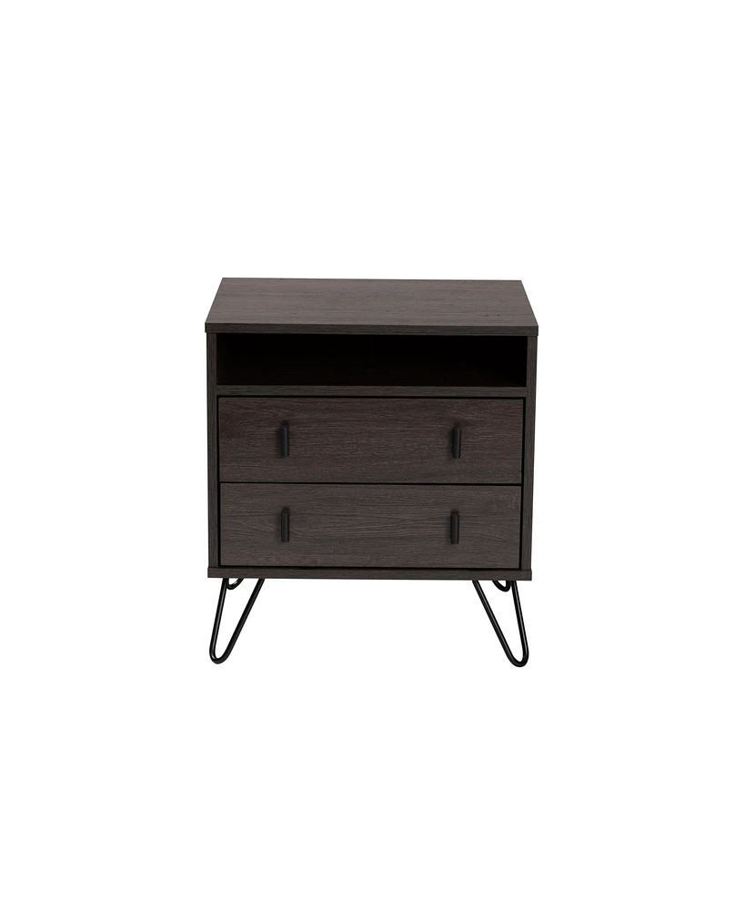 Baxton Studio Glover Modern and Contemporary 21.7" Finished Wood and Finished Metal 2-Drawer Nightstand
