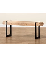 Baxton Studio Henson Rustic and Industrial 47.2" Natural Finished Wood and Finished Metal Bench