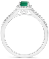 Emerald (1/2 ct. t.w.) & Diamond (1/4 Split Shank Ring Sterling Silver (Also Ruby Sapphire)