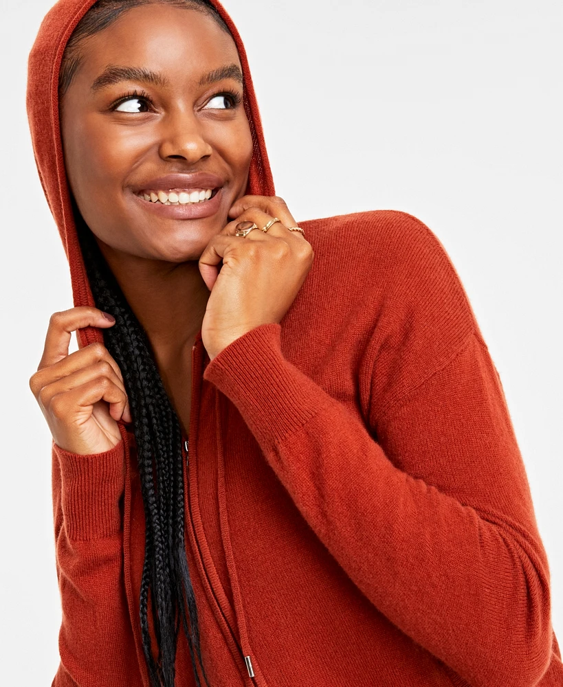 Charter Club Women's 100% Cashmere Zip Hoodie, Regular & Petite, Created for Macy's
