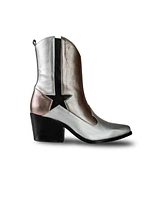 Bala Di Gala Women's Silver Metallic Premium Leather Star Icon Boots Stella By