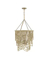 Savoy House Bremen 4-Light Pendant in Burnished Brass with Natural Rattan