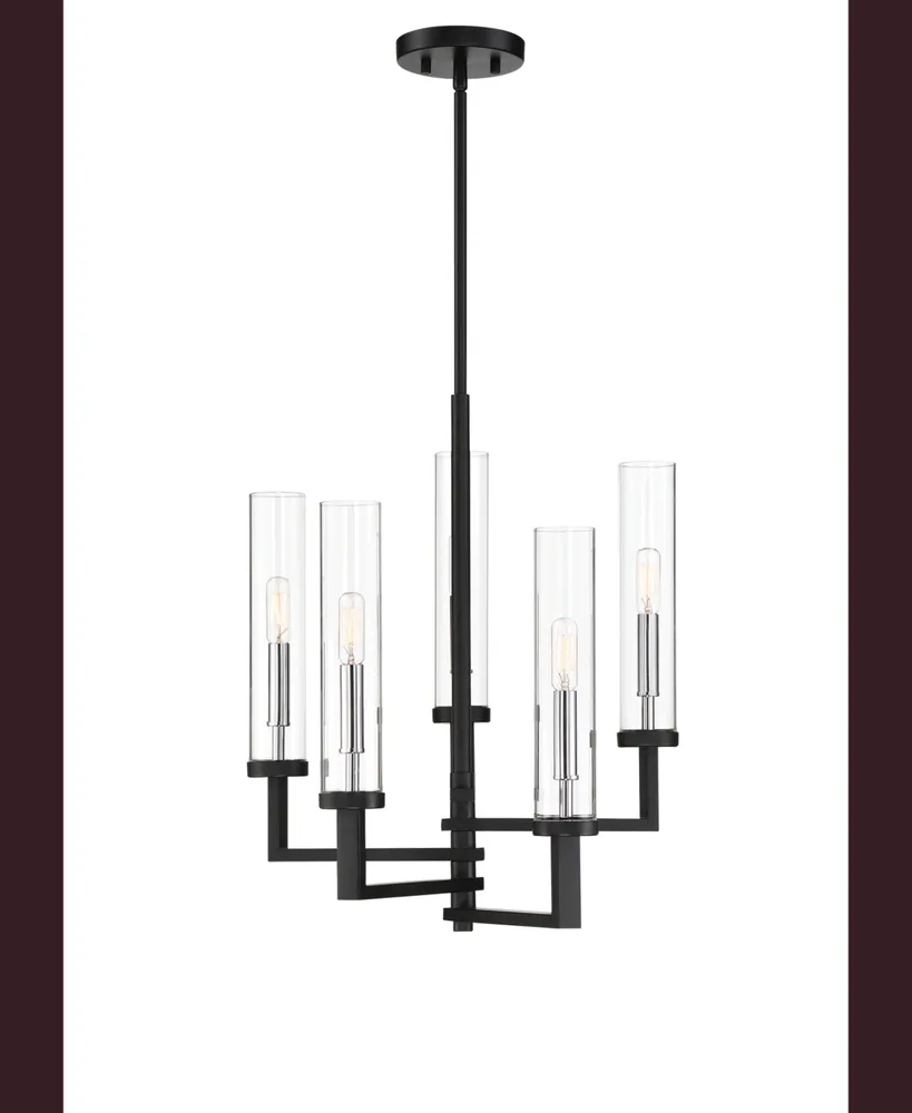 Savoy House Folsom 5-Light Adjustable Chandelier in Matte Black with Polished Chrome Accents