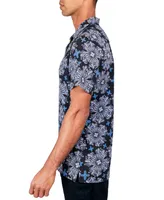 Society of Threads Men's Regular-Fit Non-Iron Performance Stretch Medallion-Print Button-Down Camp Shirt