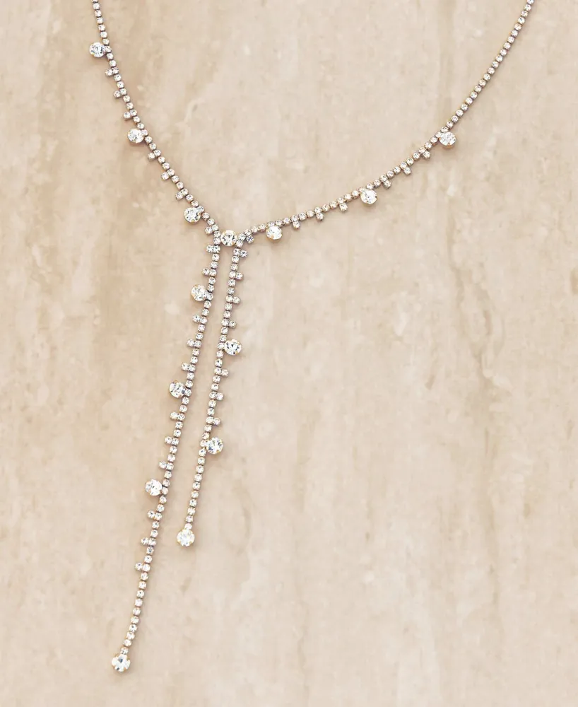 Elegant Crystal Drop Chain Lariat Necklace