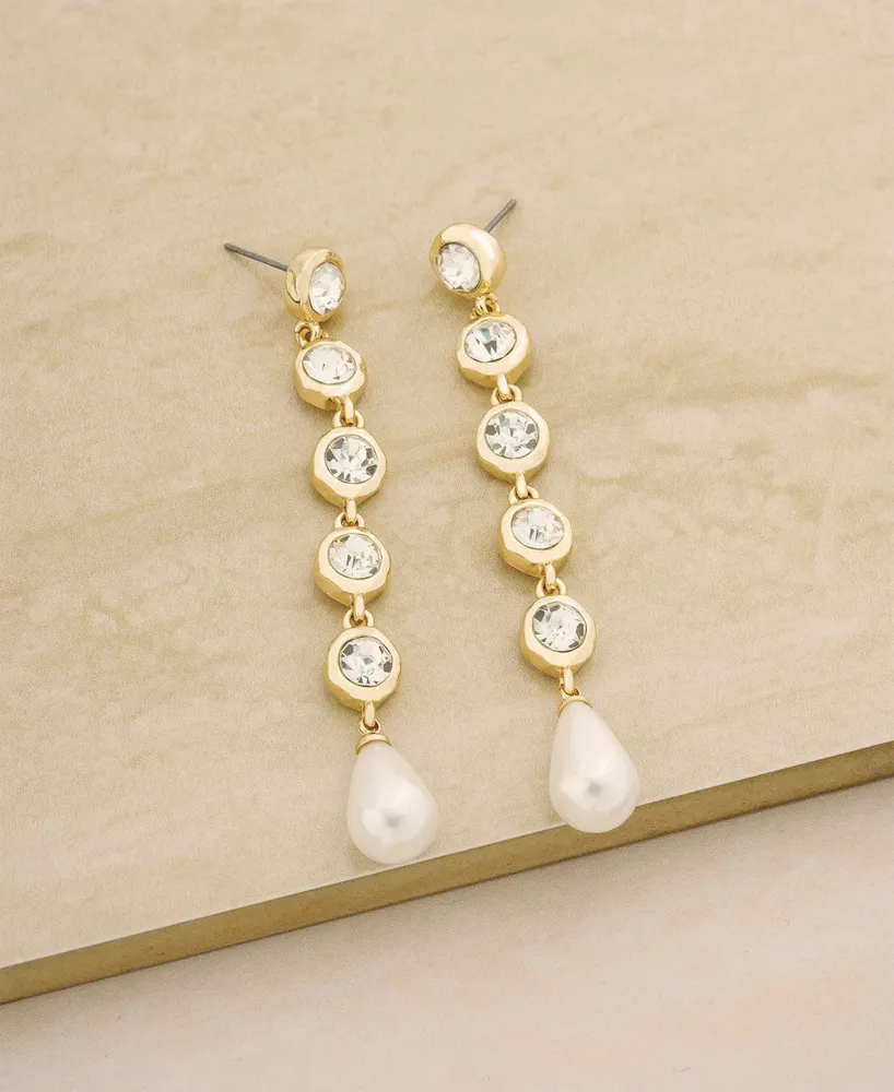 Ettika Elegantly Modern Crystal Earrings in 18K Gold Plating