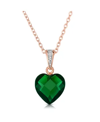 Genevive Mothers Day Specials: Sterling Silver Cubic Zirconia Heart shape Necklace
