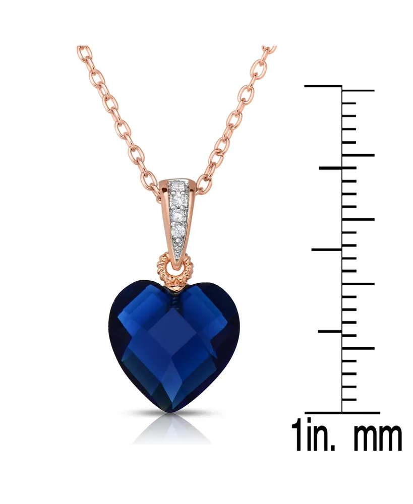 Genevive Sterling Silver Cubic Zirconia Heart shape Necklace
