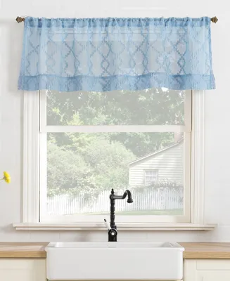 No. 918 Tina Geometric Clipped Semi-Sheer Rod Pocket Kitchen Single Curtain Valance, 54" x 15"