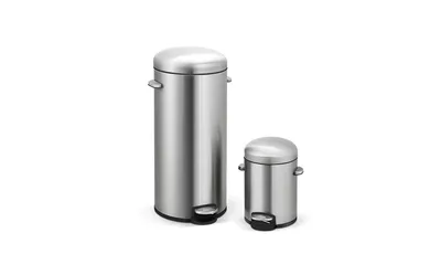 Mega Casa 8 Gal./30 Liter and 1.3 Gal./5 Liter Stainless Steel Step-on Trash Can Set for Kitchen and Bathroom