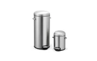 8 Gal./30 Liter and 1.3 Gal./5 Liter Stainless Steel Step-on Trash Can Set for Kitchen and Bathroom