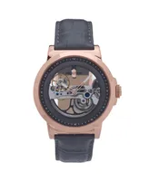 Heritor Automatic Men Xander Leather Watch - Rose Gold/Gray, 45mm