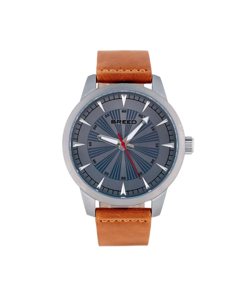 Breed Men Renegade Leather Watch - Black, 43mm - Macy's