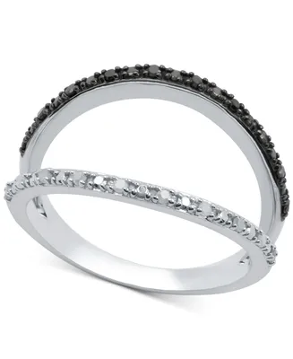 Black Diamond (1/10 ct. t.w.) & White Split Ring Sterling Silver