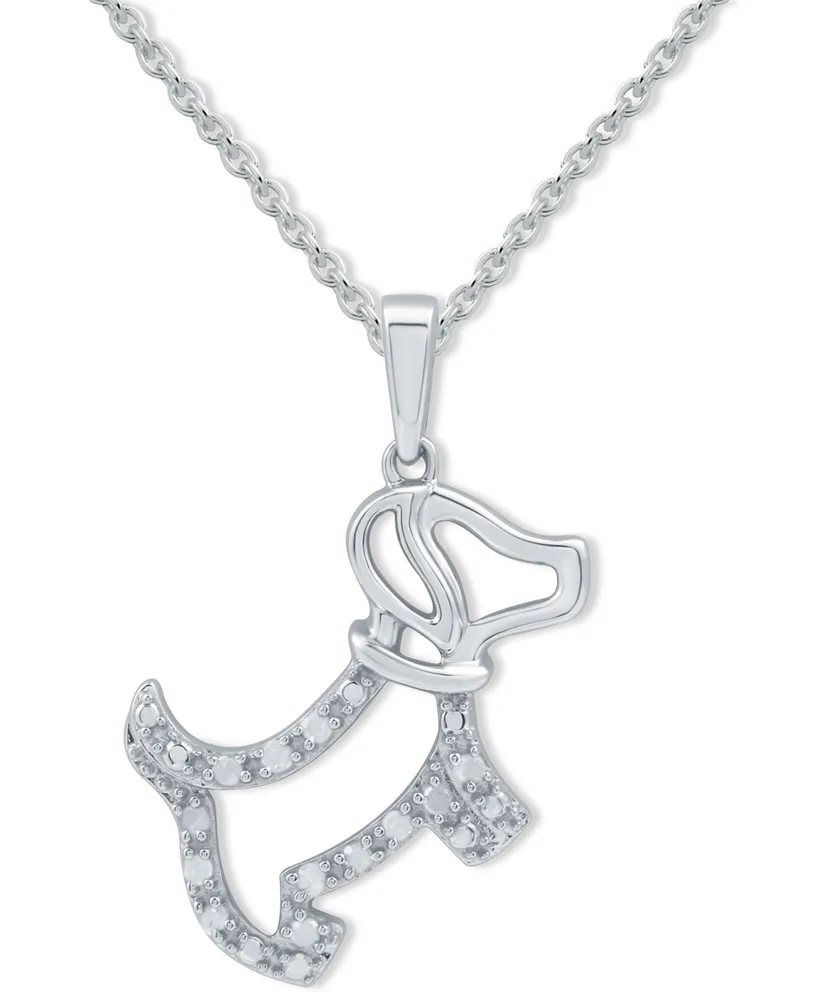 Diamond Dog 18" Pendant Necklace (1/10 ct. t.w.) in Sterling Silver