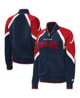 Women's Starter Navy Atlanta Braves Touchdown Raglan Full-Zip Track Jacket