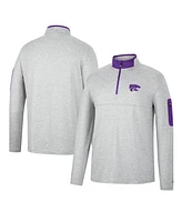 Men's Colosseum Heathered Gray, Purple Kansas State Wildcats Country Club Windshirt Quarter-Zip Jacket
