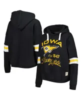 Women's Pressbox Black Iowa Hawkeyes Super Pennant Pullover Hoodie