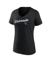 Women's Fanatics Black Colorado Rockies One and Only V-Neck T-shirt