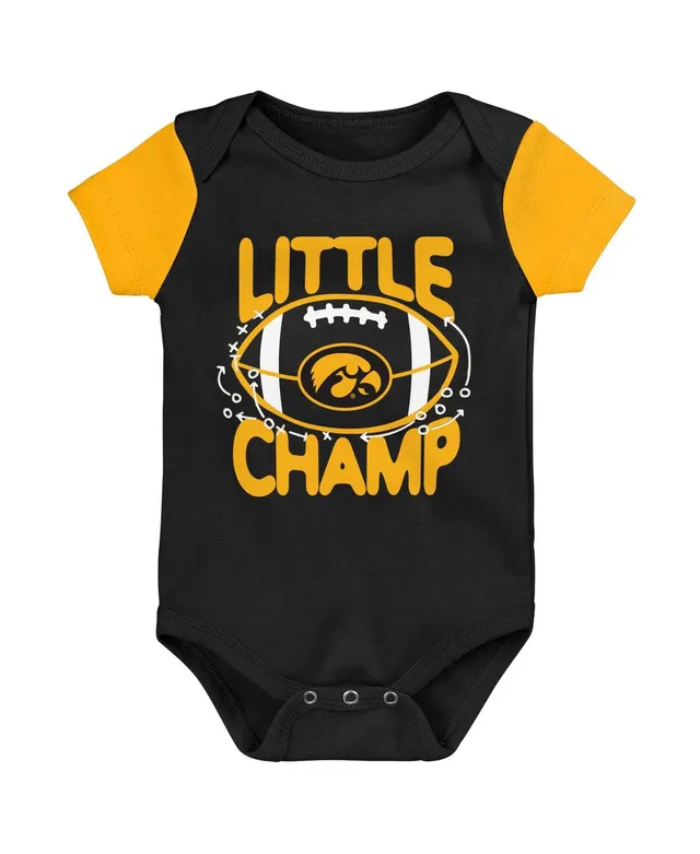 Outerstuff Newborn and Infant Boys Girls Black, Gold Iowa Hawkeyes Little  Champ Bodysuit Bib Booties Set