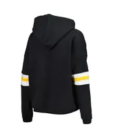 Women's Pressbox Black Iowa Hawkeyes Super Pennant Pullover Hoodie