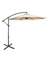 Costway 10 Ft Patio Offset Umbrella w/8 Ribs Cross Base Tilt