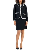 Nipon Boutique Women's Sparkle Contrast-Trim Jacket & Pencil Skirt Suit