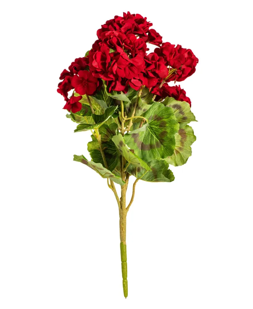 Vickerman 18" Artificial Red Geranium Bush, 4 per Pack