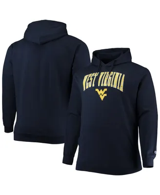 Men's Champion Navy West Virginia Mountaineers Big and Tall Arch Over Logo Powerblend Pullover Hoodie