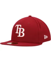 Men's New Era Cardinal Tampa Bay Rays White Logo 59FIFTY Fitted Hat