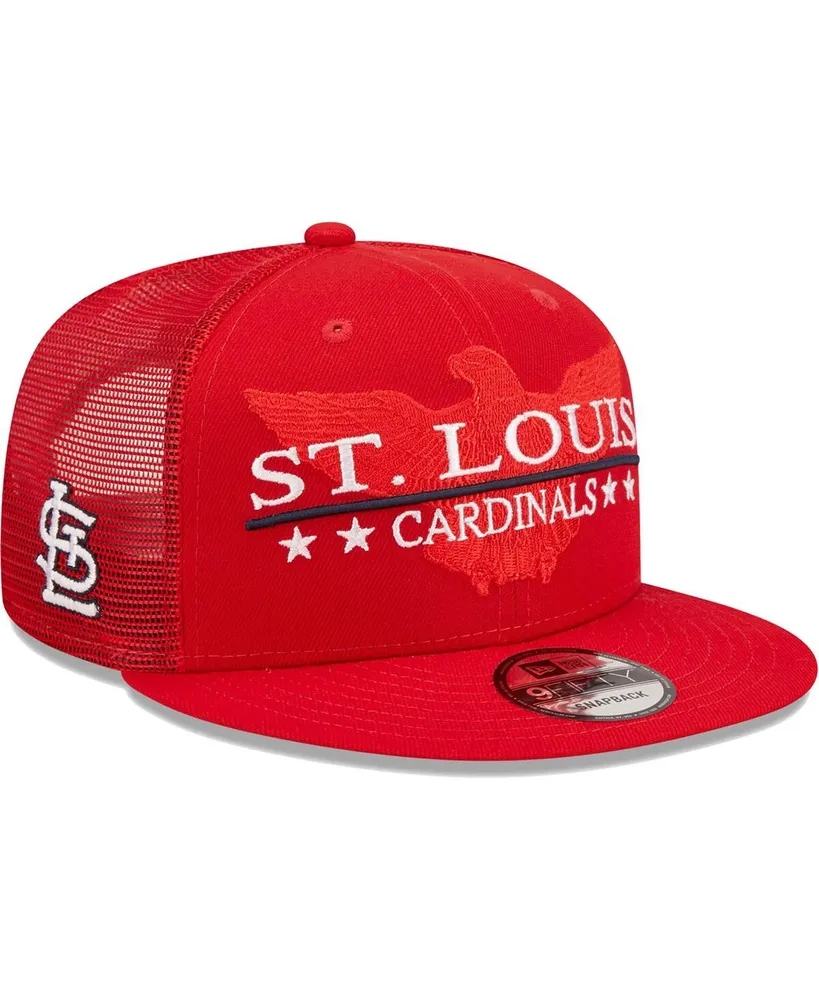 Men's New Era Red St. Louis Cardinals Patriot Trucker 9FIFTY Snapback Hat