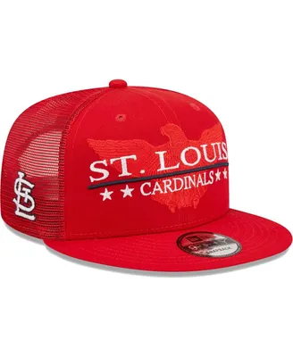 Men's New Era Red St. Louis Cardinals Patriot Trucker 9FIFTY Snapback Hat