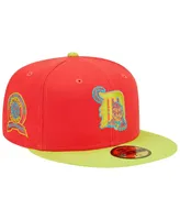 Men's New Era Red and Neon Green Detroit Tigers 1968 World Series Champions Lava Highlighter Combo 59FIFTY Fitted Hat