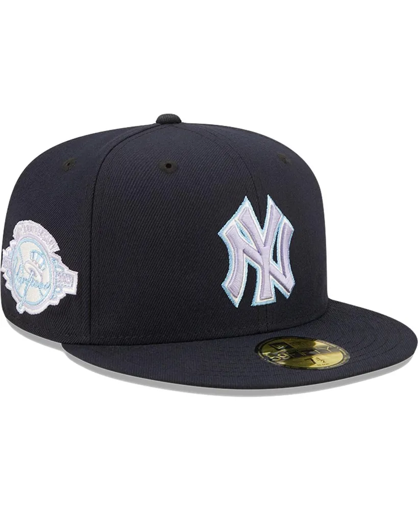 Men's New Era Navy York Yankees 100th Anniversary Lavender Undervisor 59FIFTY Fitted Hat