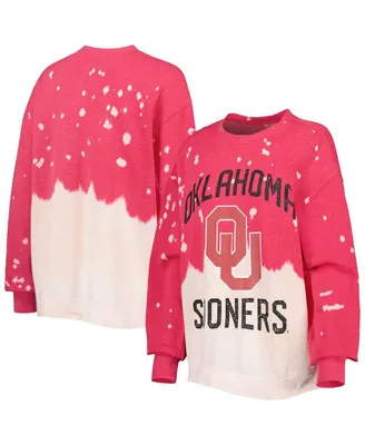 Women's Gameday Couture Crimson Oklahoma Sooners Twice As Nice Faded Dip-Dye Pullover Sweatshirt