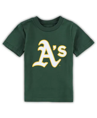 Toddler Boys and Girls Green Oakland Athletics Team Crew Primary Logo T-shirt