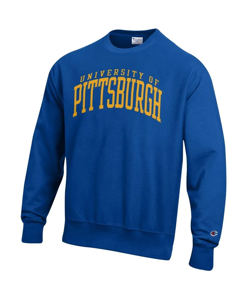 Men's Champion Royal Pitt Panthers Arch Reverse Weave Pullover Sweatshirt