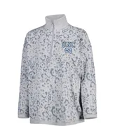 Women's Gameday Couture Heather Gray North Carolina Tar Heels Leopard Quarter-Zip Sweatshirt