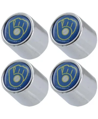Milwaukee Brewers 4-Pack Team Logo Valve Stem Caps - Silver