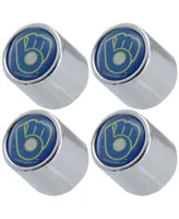 Milwaukee Brewers 4-Pack Team Logo Valve Stem Caps - Silver